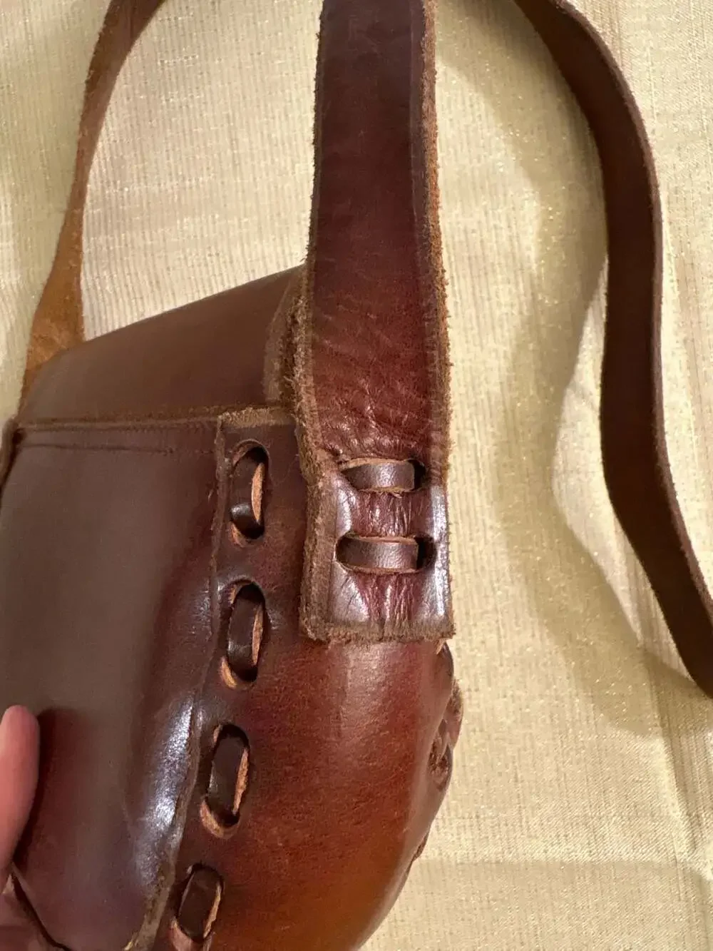 Vintage Boho Brown Leather Crossbody Bag